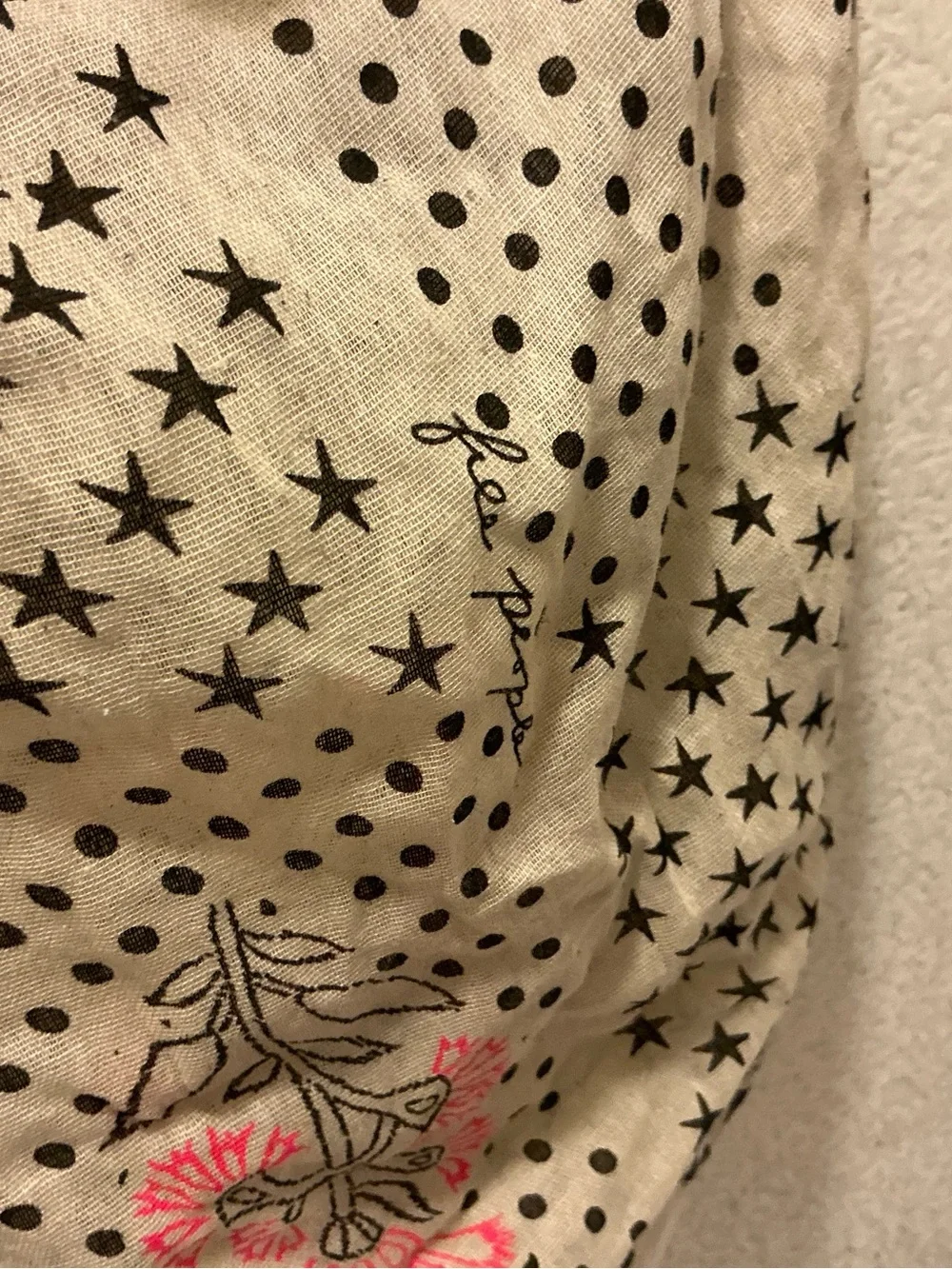 Free People Pink and Cream Floral Polka Dot Shoulder Bag